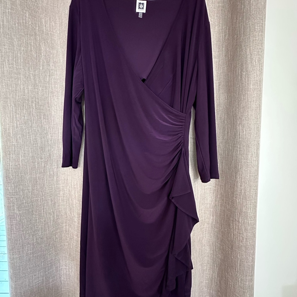 Anne Klein Deep Purple Long Sleeve Dress
